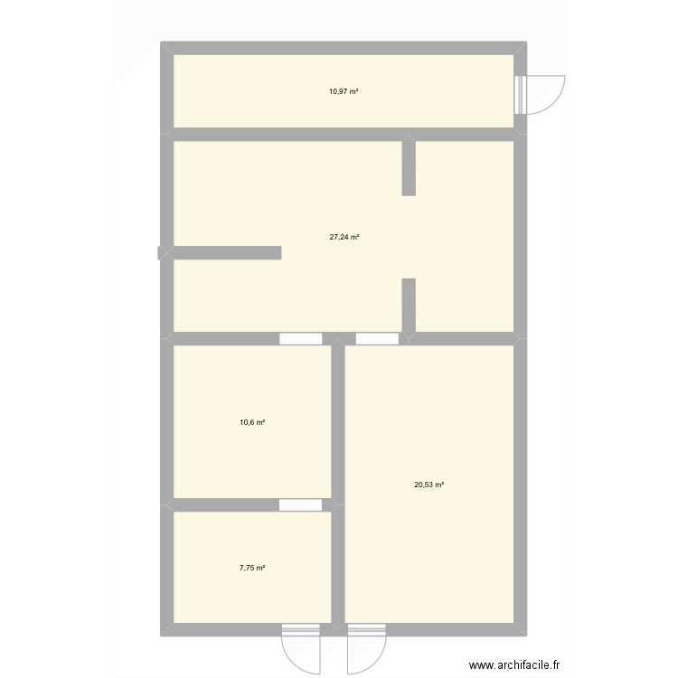 Nouveau plan. Plan de 5 pièces et 77 m2