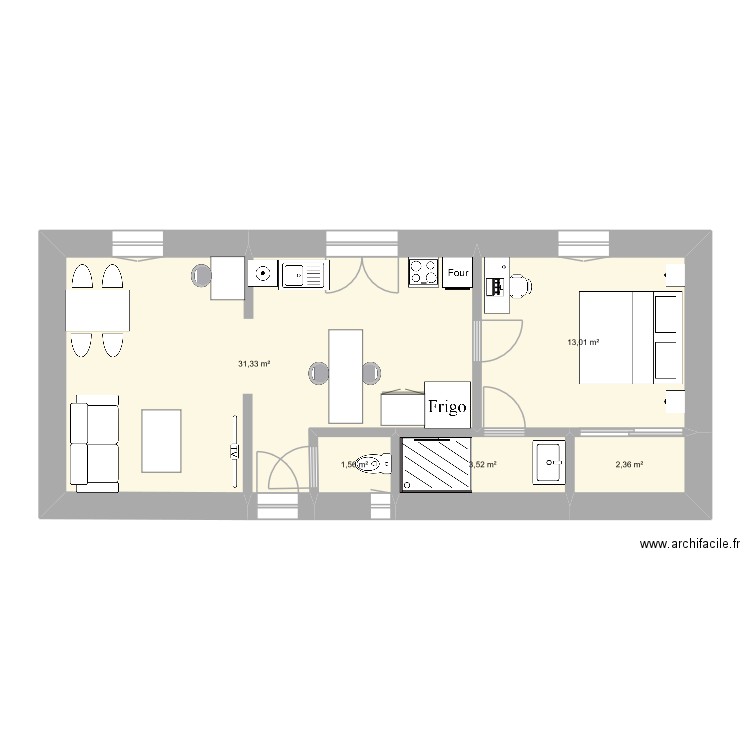 2TNE GHILE DAMIAN. Plan de 5 pièces et 52 m2
