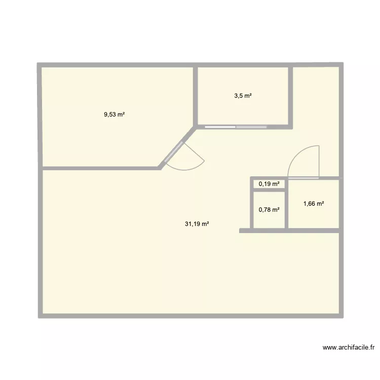Appart. Plan de 6 Pièces et 47 m²
