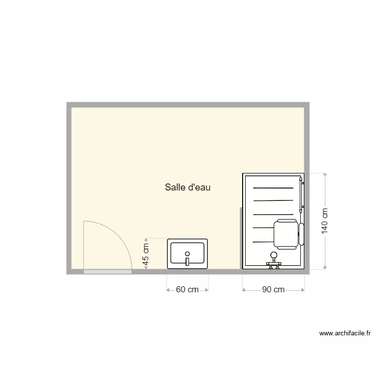 Plan apr&egrave;s travaux Menez sdb 1er. Plan de 