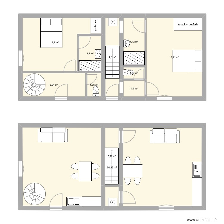 Aimargues division horizontale v2. Plan de 11 pièces et 107 m2