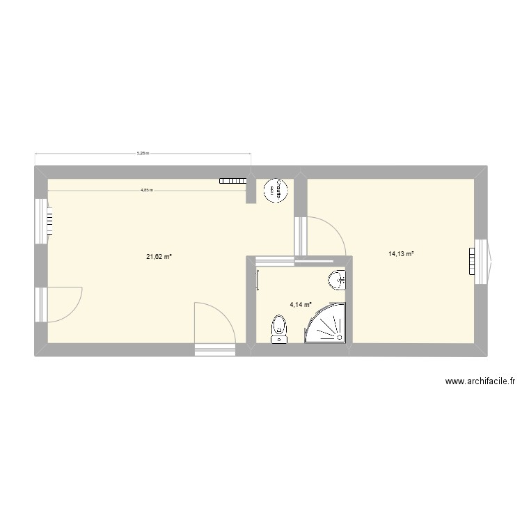 Bureau V0_ 2025 04. Plan de 3 pièces et 40 m2
