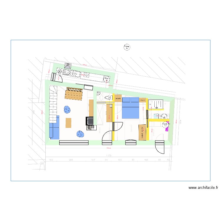 Port-Blanc Plan 2 (échelle OK). Plan de 1 pièce et 50 m2