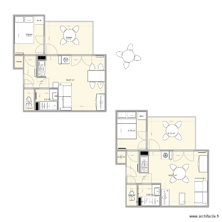 Talmont. Plan de 16 pièces et 74 m2
