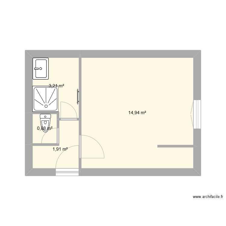 parmain. Plan de 4 pièces et 21 m2