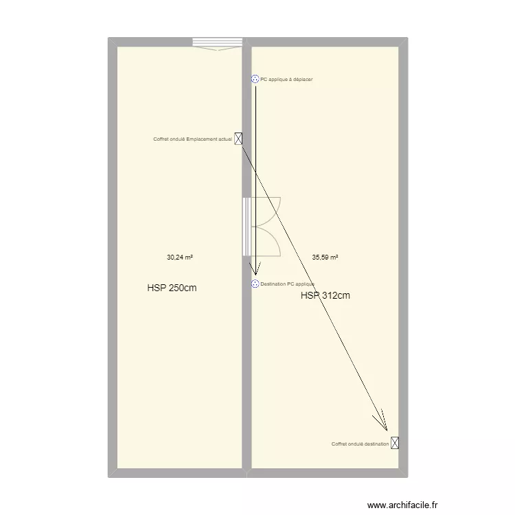 1er RTP bureau. Plan de 2  et 66 m²