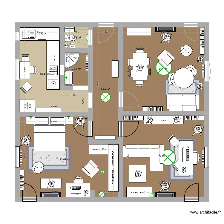 Chez Boubou VF. Plan de 7  et 96 m²