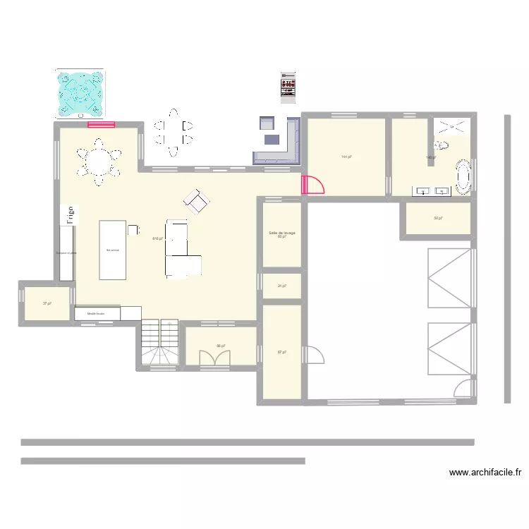 maison 3. Plan de 9  et 132 m²