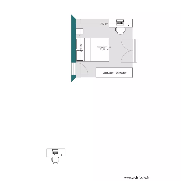 Chambre lia. Plan de 