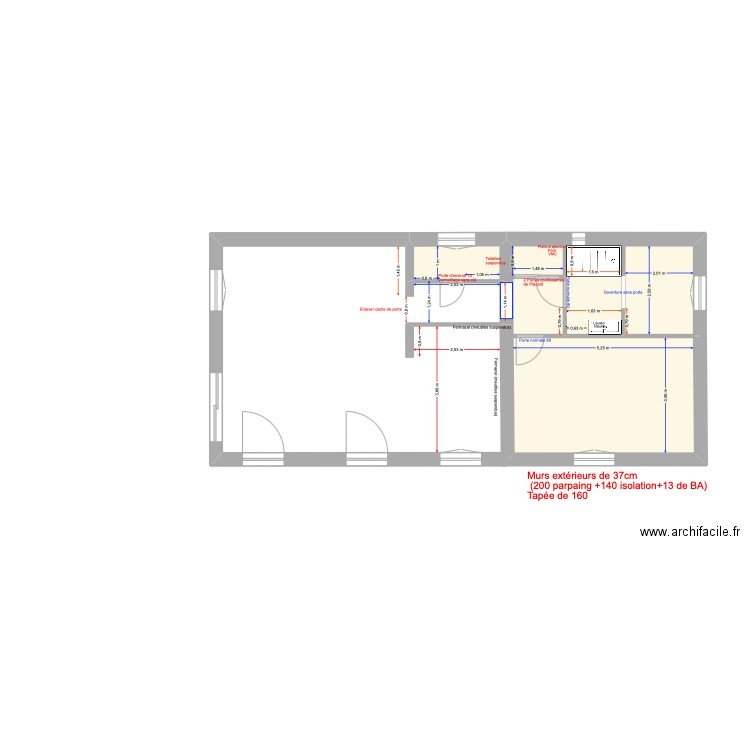 Plan pour Adrien. Plan de 2 pièces et 33 m2