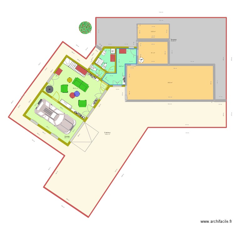 PLAN PC EXT (ENTREE - SDB - PLACARD+ WC) + PC GAR  3AGE + SALON + ATELIER)N. Plan de 9 pièces et 330 m2