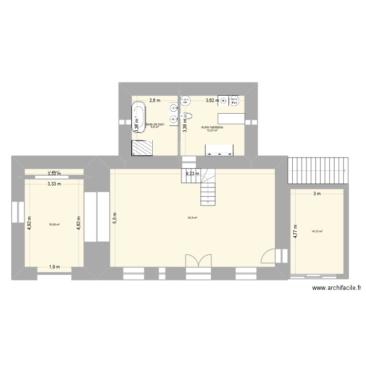 plan exact actu. Plan de 6 pièces et 104 m2