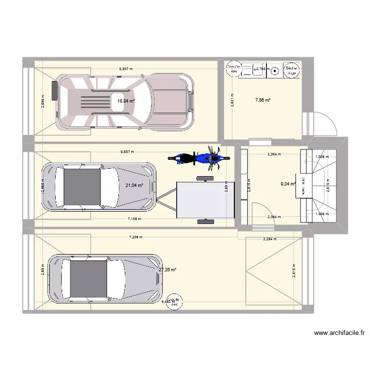 plan garage + &eacute;tage 3. Plan de 11 pièces et 156 m²