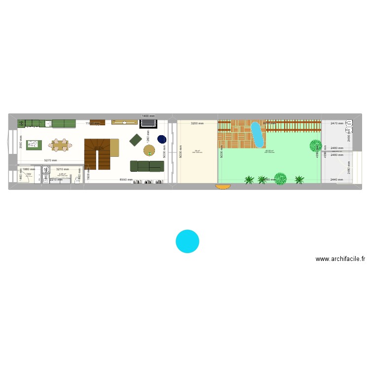 TANCK OVALE. Plan de 12 pièces et 196 m2
