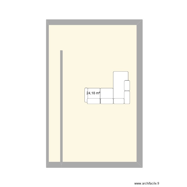 Salon. Plan de 1 pièce et 24 m2