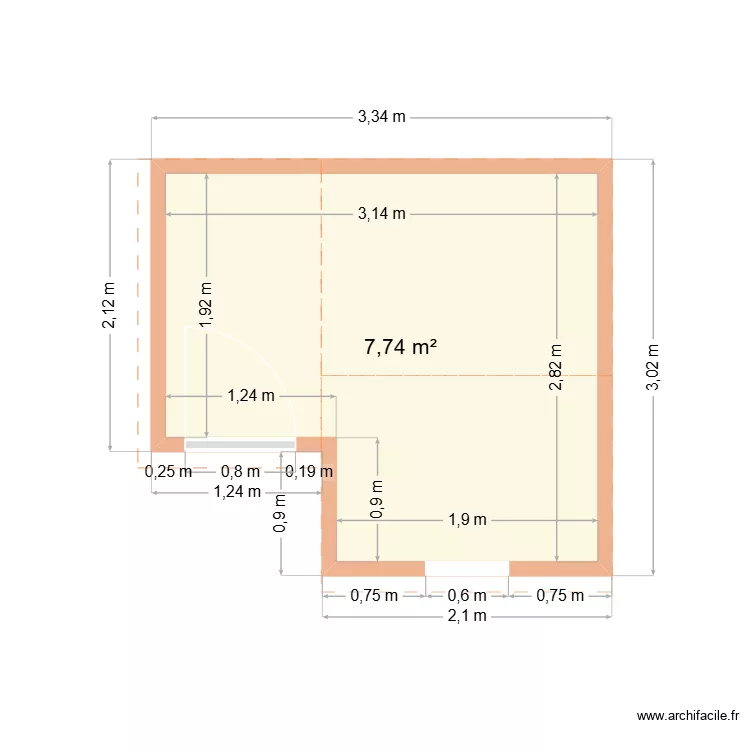 Cabanon. Plan de 1  et 8 m²