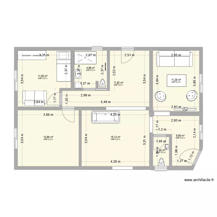 Cellier. Plan de 8  et 76 m²