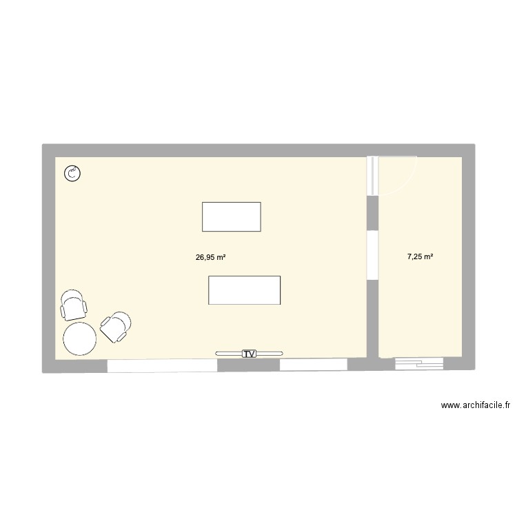 PLAN1. Plan de 2 pièces et 34 m2