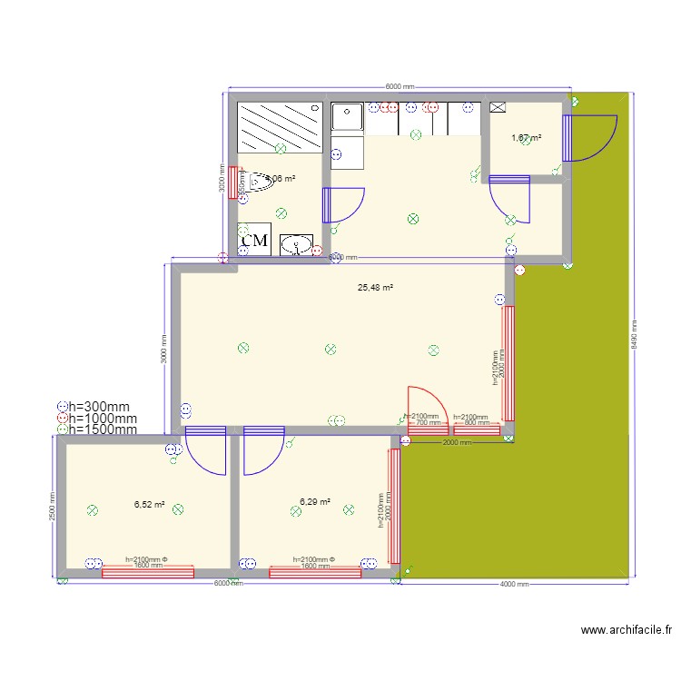 Лиля Переславль 3м. Plan de 6 pièces et 61 m2