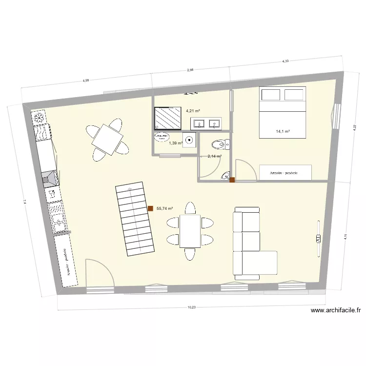 loc et perso clemenson. Plan de 13 pièces et 214 m²