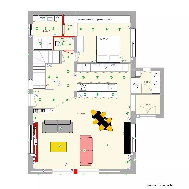 41 SORINS RDC avec petit agrandissement. Plan de 7  et 88 m²