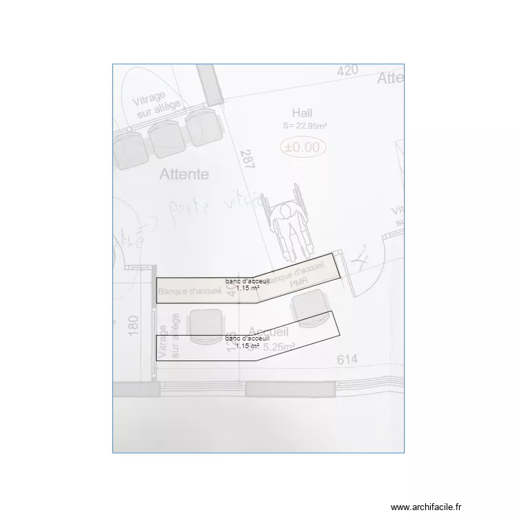 banc d'acceuil. Plan de banc d'acceuil. Plan de