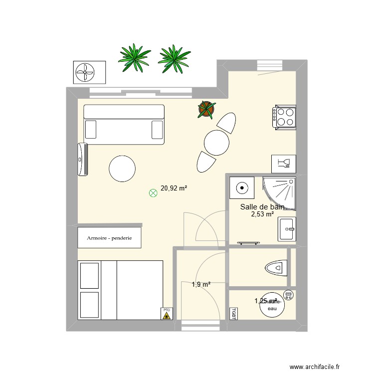 APPART VILLEURBANNE. Plan de 4 pièces et 27 m2