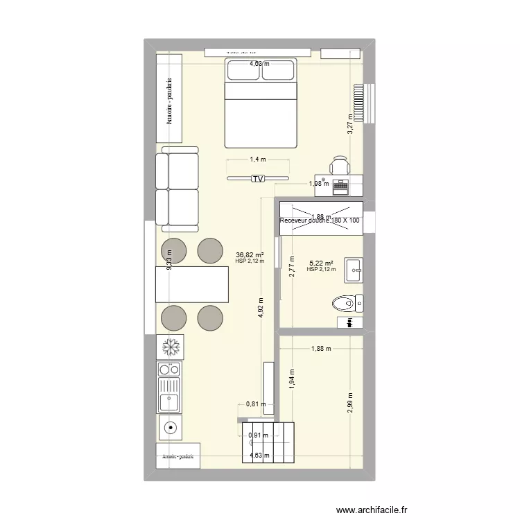 260819 STUDIO CALE 4. Plan de 2 et 42 m² 260819 STUDIO CALE 4. Plan de 2 et 42 m²
