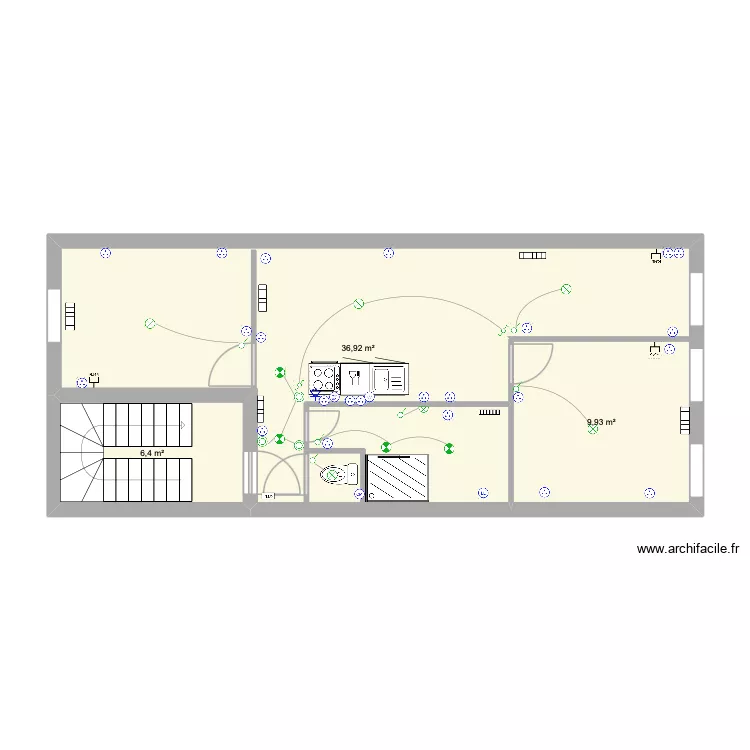 CAREMY 2EME ETAGE. Plan de 3  et 53 m²