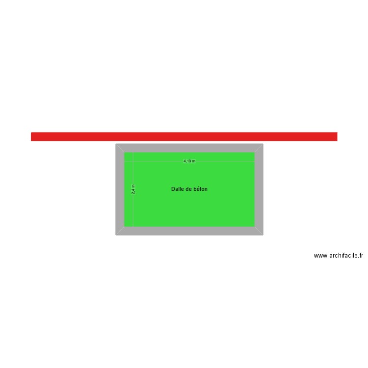 Dalle de béton. Plan de 1 pièce et 10 m2