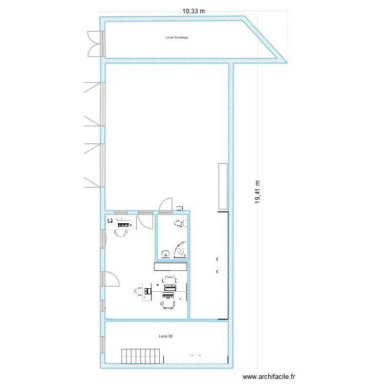 Dépôt Saintes. Plan de 5 pièces et 128 m2