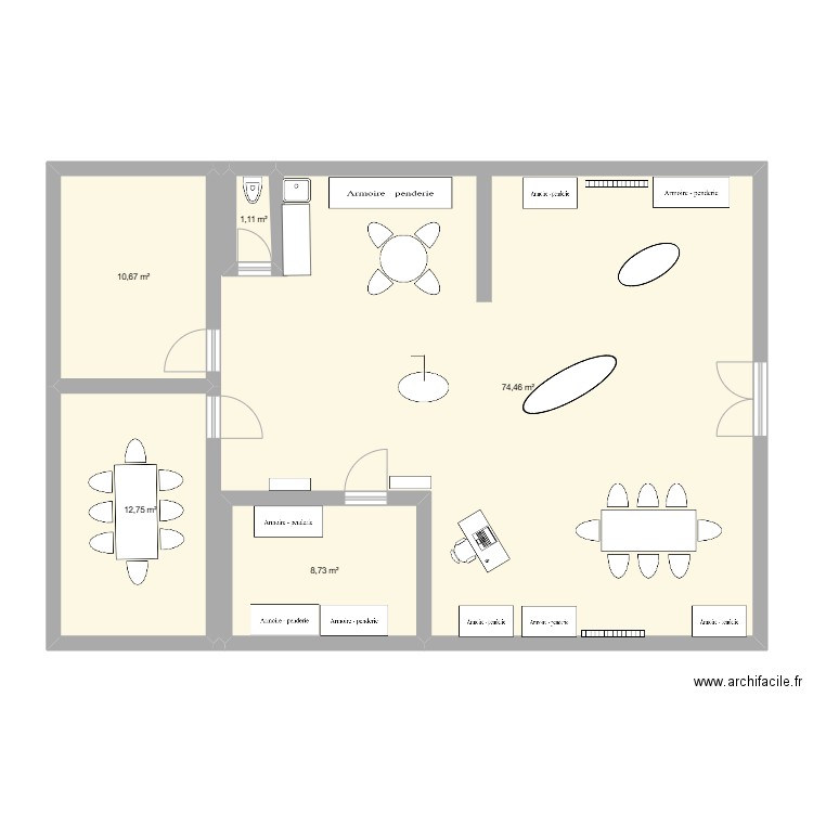 MAGASIN JUSTE. Plan de 5 pièces et 108 m2