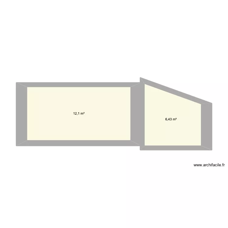 COUPE RDC. Plan de 2 Pièces et 19 m²