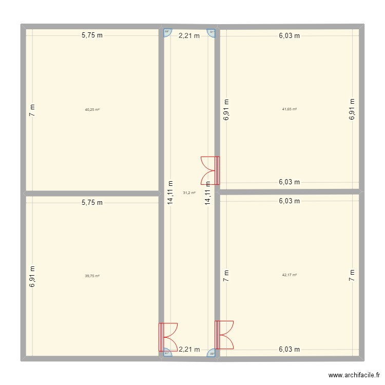 ECOLE. Plan de 5 pièces et 195 m2