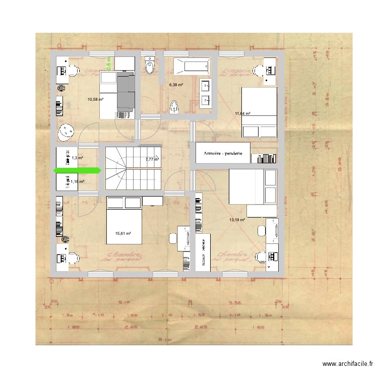36-1er. Plan de 8 pièces et 68 m2