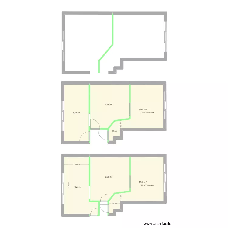 Plan avant / apr&egrave;s. Plan de 