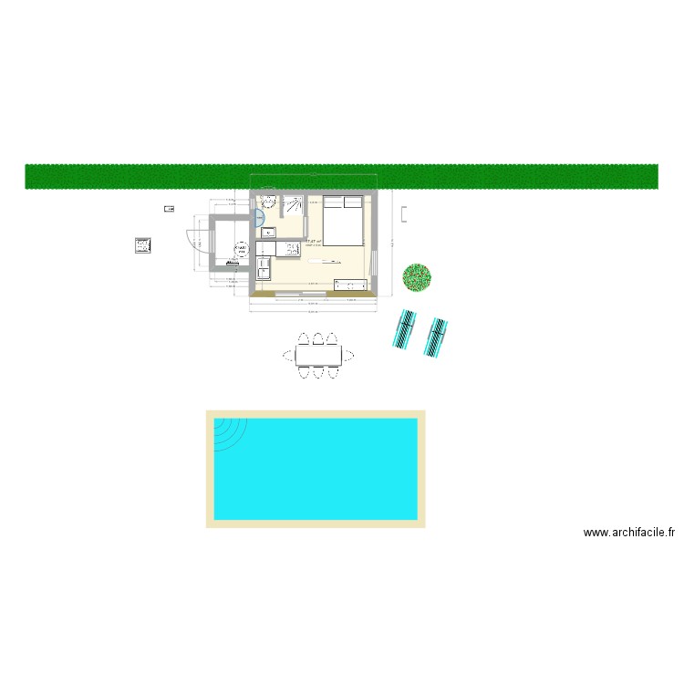 pool house v2025. Plan de 1 pièce et 17 m2