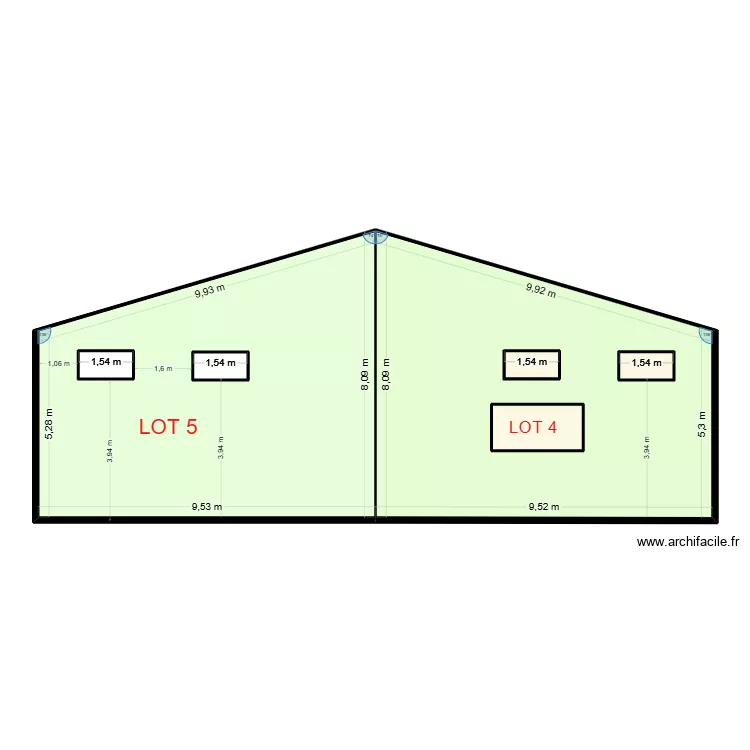 FACADE EST LOT 4 NOUVELLES FENETRES. Plan de 7 et 135 m² FACADE EST LOT 4 NOUVELLES FENETRES. Plan de 7 et 135 m²