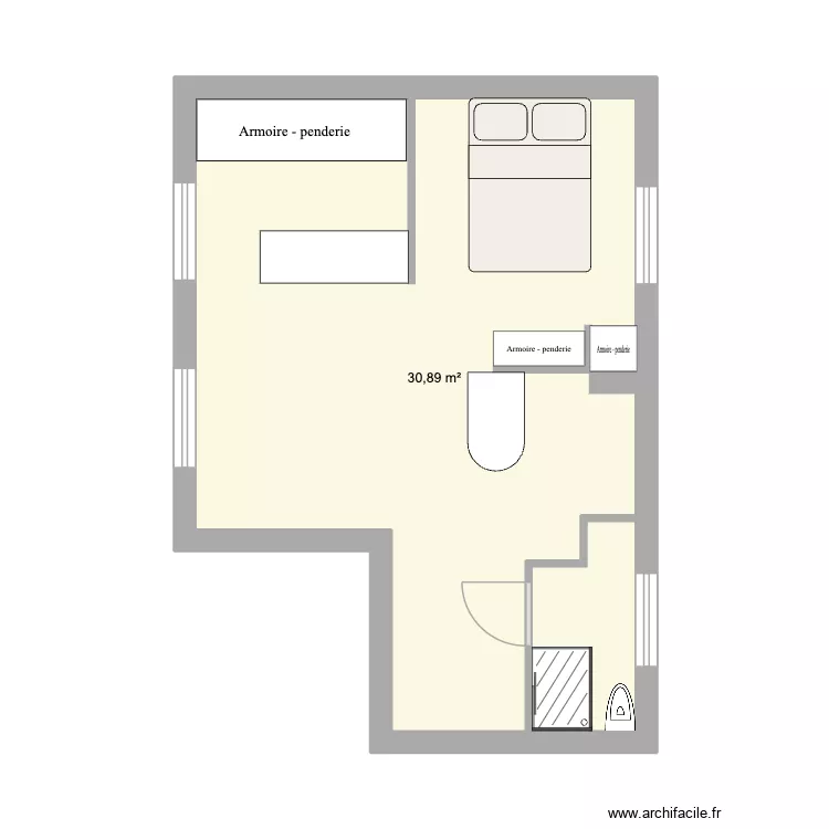 TPVBL. Plan de 1 Pièce et 31 m²