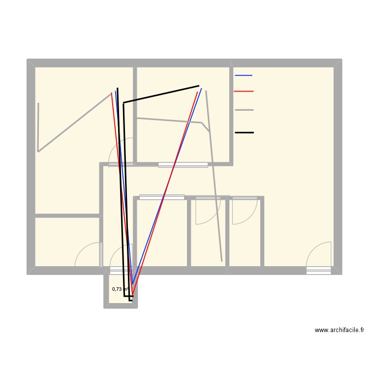 plomberie. Plan de 2 pièces et 60 m2