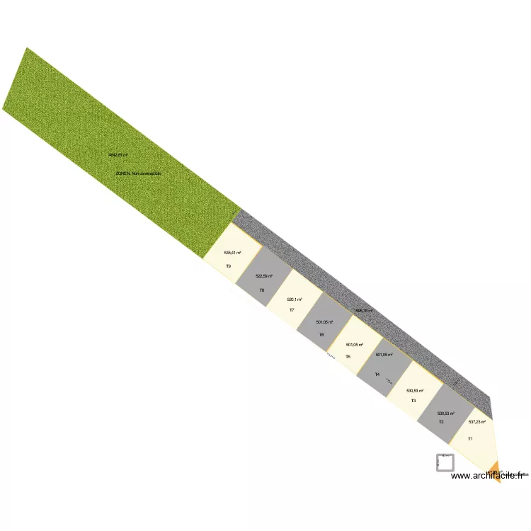 route de la Grande Dangereuse, B&eacute;ligneux. Plan de 1  et 66 m²