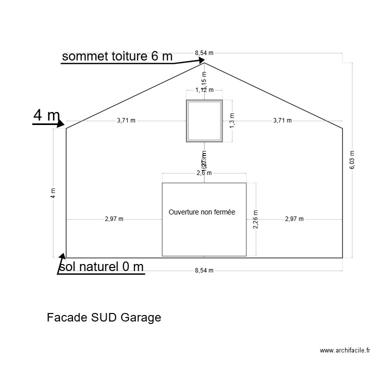 facades pignon sud. Plan de 0 pièce et 0 m2