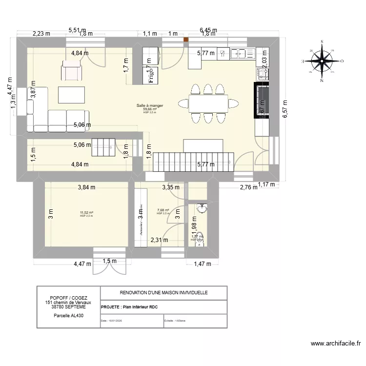 SEPTEME RDC. Plan de 4 pièces et 81 m²