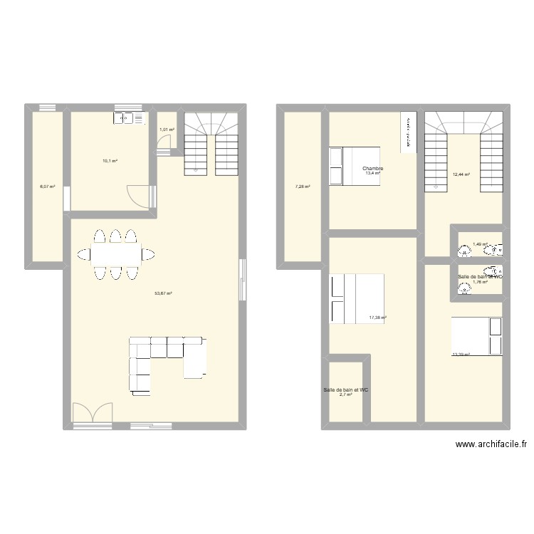 Rougier 2. Plan de 12 pièces et 141 m2