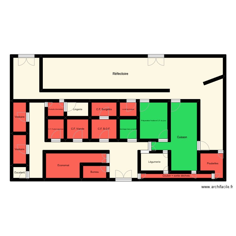 Collège. Plan de 20 pièces et 164 m2