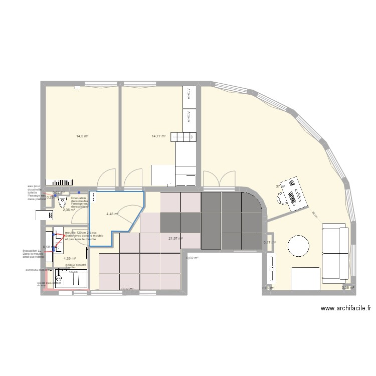 aurelien  calepinage. Plan de 15 pièces et 101 m2