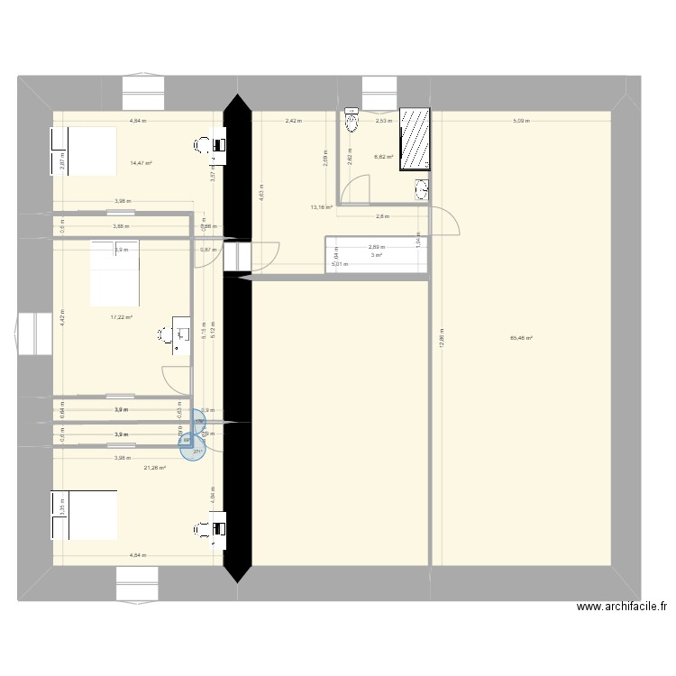 maison etage. Plan de 11 pièces et 192 m2