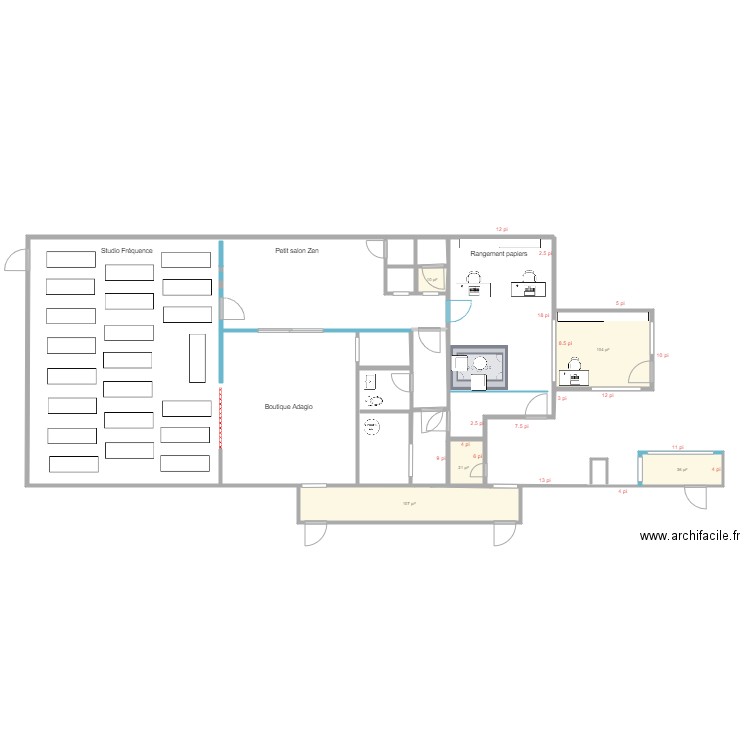 Nuveau studio Option 1. Plan de 0 pièce et 0 m2