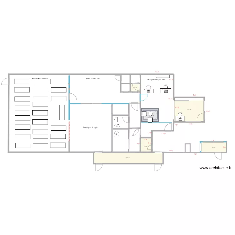 Nuveau studio Option 1. Plan de 