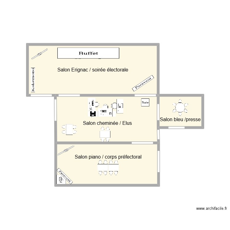 Plan élections législatives partielles. Plan de 4 pièces et 22 m2